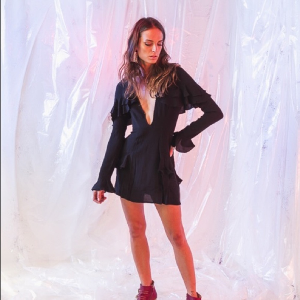 For Love & Lemons Claire Deep-V Mini Dress